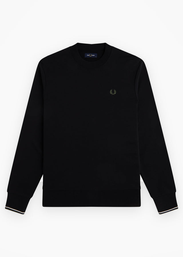 Fred Perry Truien Crew neck sweatshirt - black ecru laurel wreath green