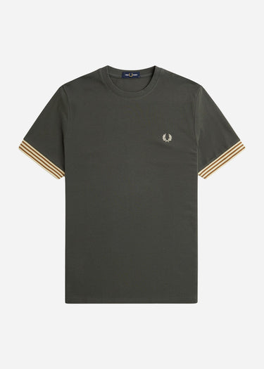 Fred Perry T-shirts Striped cuff t-shirt - field green