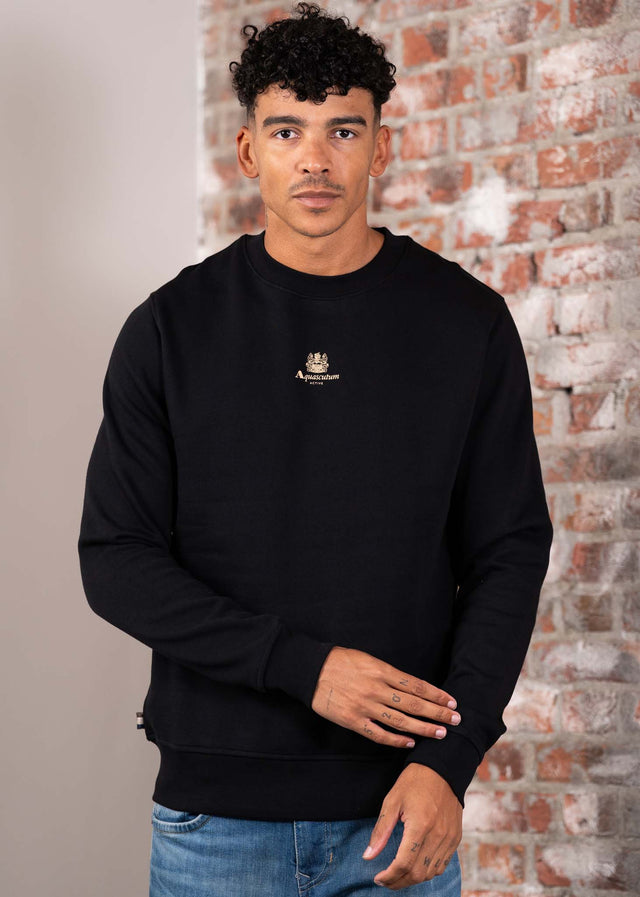 Aquascutum Truien Centered logo crewneck - black