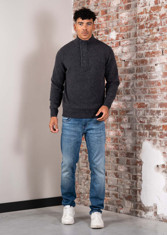 Barbour Truien Essential patch half zip knitted jumper - charcoal