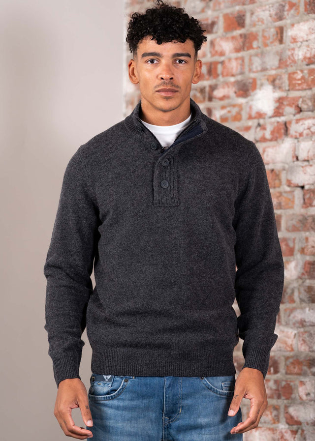 Barbour Truien Essential patch half zip knitted jumper - charcoal
