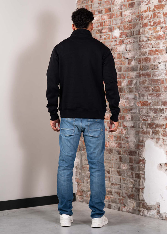 Aquascutum Truien Centered logo quarter zip fleece - black