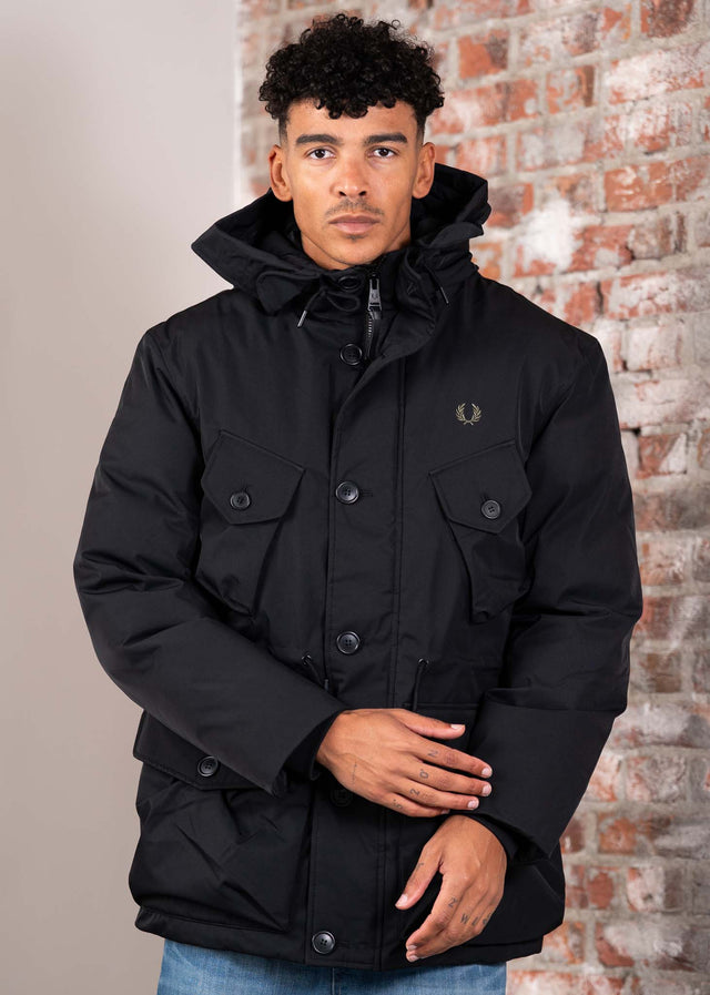 Fred Perry Jassen Patch pocket puffer jacket - black