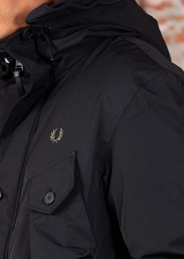Fred Perry Jassen Patch pocket puffer jacket - black