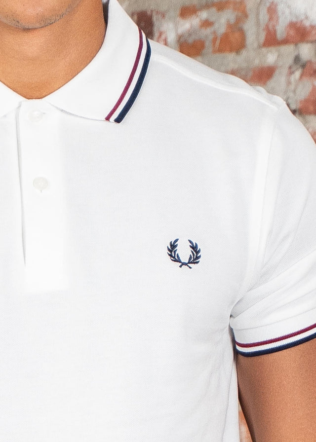 Fred Perry Polo's Twin tipped fred perry shirt - snow white burnt red navy