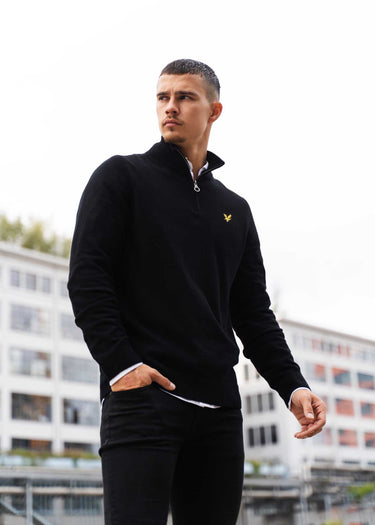 Lyle & Scott Truien Cotton merino quarter zip jumper - jet black