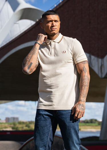 Fred Perry Polo's Twin tipped fred perry shirt - oatmeal honeycomb whisky brown