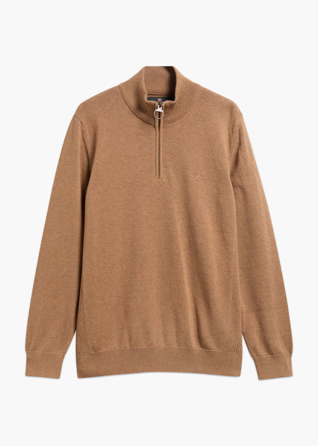 Barbour Truien Barbour cotton half zip knitted jumper - sandstone