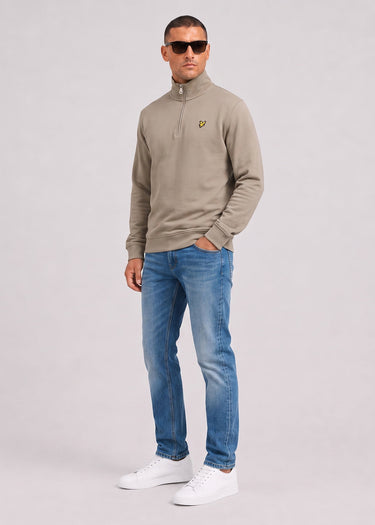 Lyle & Scott Truien Loopback quarter zip sweat - khaki ash