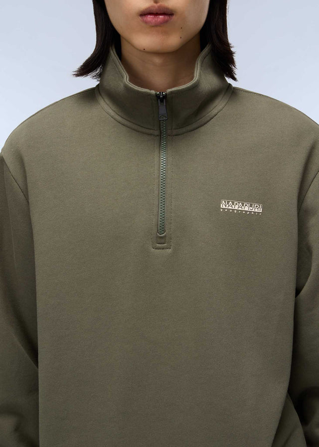 Napapijri Truien Small box quarter zip sweat - tea leaf