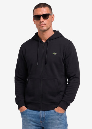 Lacoste Hoodies Fleece zipped front hoodie - black