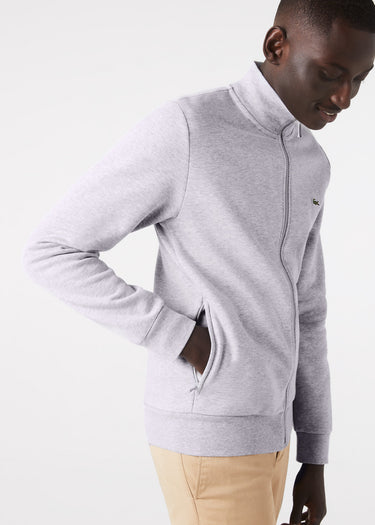 Lacoste Vesten Brushed fleece zip through sweater - Silver Chine