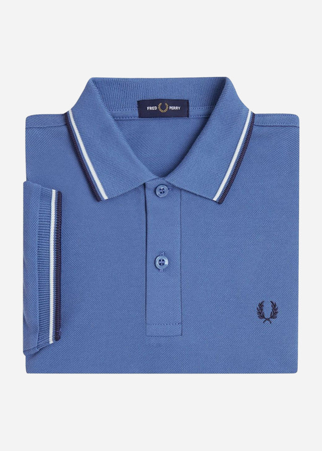 Fred Perry Polo's Twin tipped fred perry shirt - ace blue snow white tennis blue