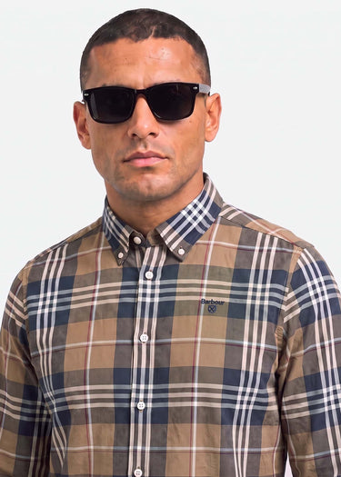 Barbour Overhemden Barbour edger tailored checked shirt - stone