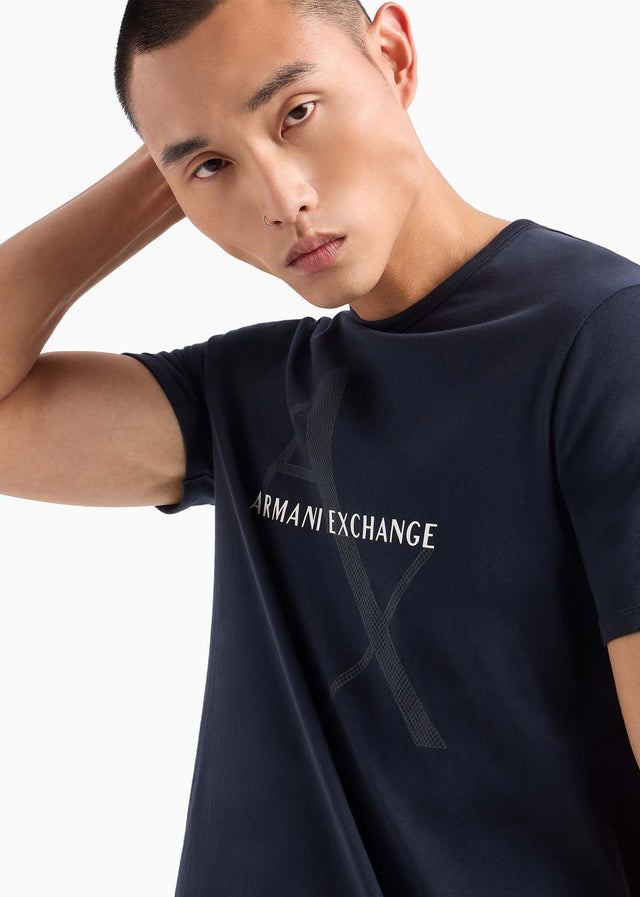 Armani Exchange T-shirts Diagonal logo t-shirt - navy