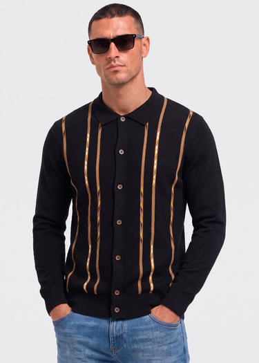 Ben Sherman Longsleeve Polo's Ls placed geo polo - black