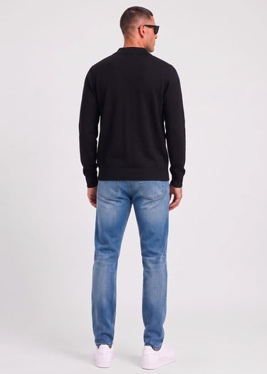 Ben Sherman Longsleeve Polo's Ls placed geo polo - black