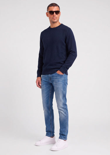 Ben Sherman Truien Texture front crew - dark navy