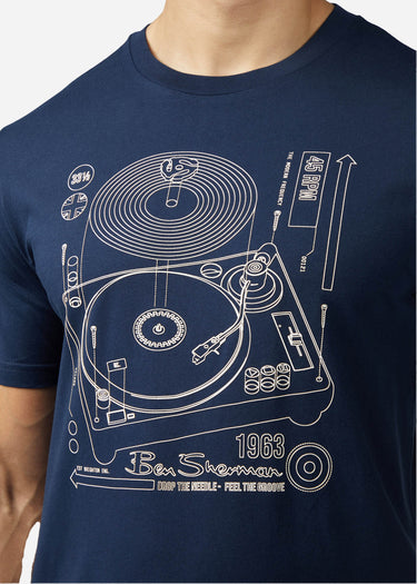 Ben Sherman T-shirts Linear record player - dark navy