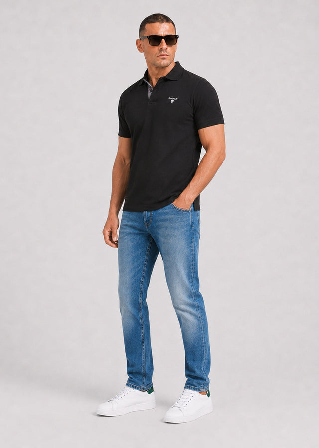 Barbour Polo's Barbour tartan pique tailored polo shirt - black modern