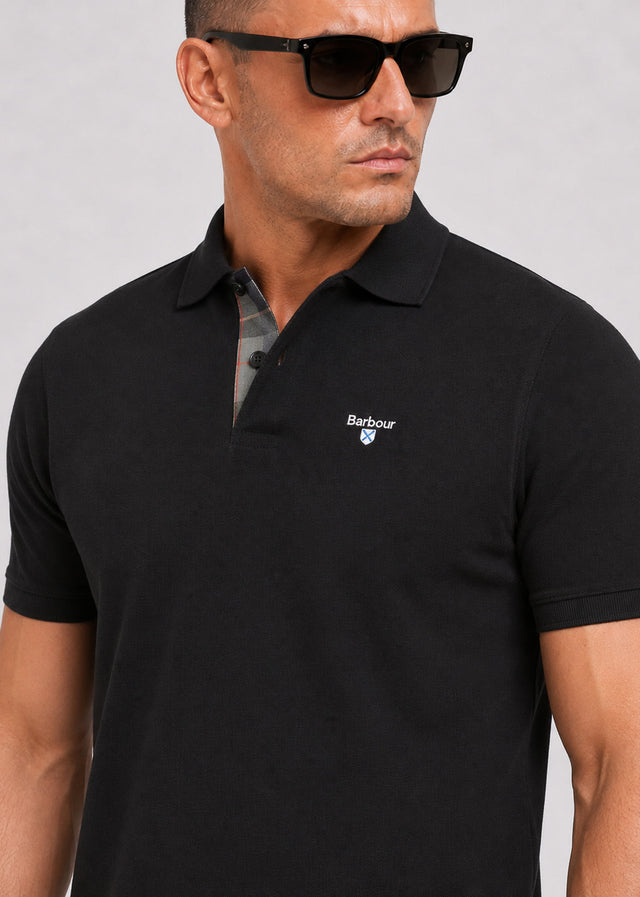 Barbour Polo's Barbour tartan pique tailored polo shirt - black modern