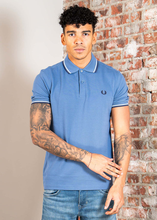 Fred Perry Polo's Twin tipped fred perry shirt - ace blue snow white tennis blue