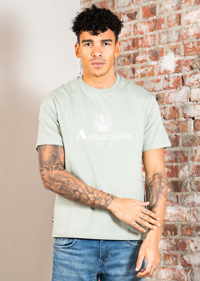 Aquascutum T-shirts Big logo t-shirt - salvia