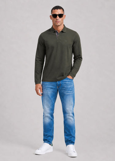 Barbour Polo's Barbour essential ls tartan pique polo shirt - forest