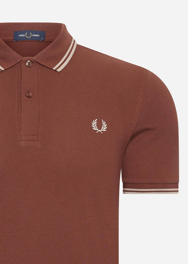 Fred Perry Polo's Twin tipped fred perry shirt - whisky brown porridge marl porridge marl
