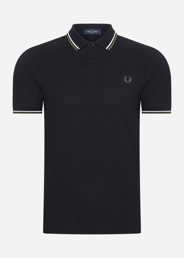 Fred Perry Polo's Twin tipped fred perry shirt - black ecru laurel wreath green