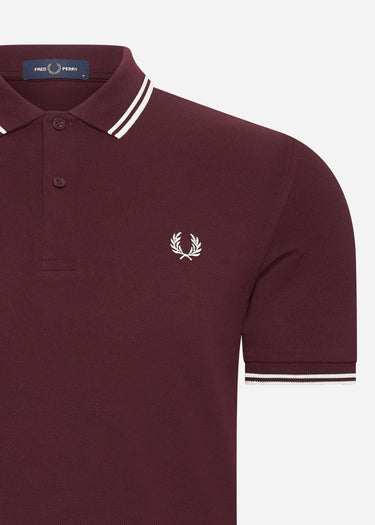 Fred Perry Polo's Twin tipped fred perry shirt - ox blood ecru ecru