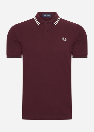 Fred Perry Polo's Twin tipped fred perry shirt - ox blood ecru ecru