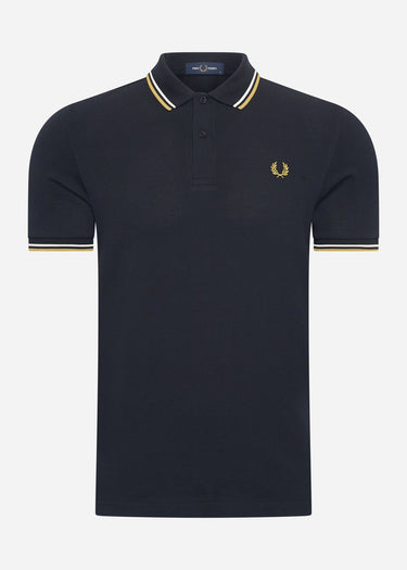 Fred Perry Polo's Twin tipped fred perry shirt - navy ecru honeycomb