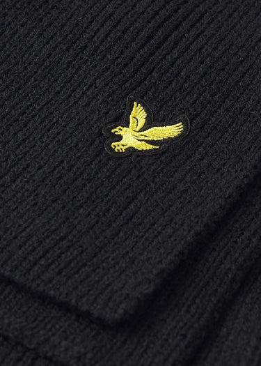 Lyle & Scott Sjaals Lambswool ribbed beanie scarf set - jet black