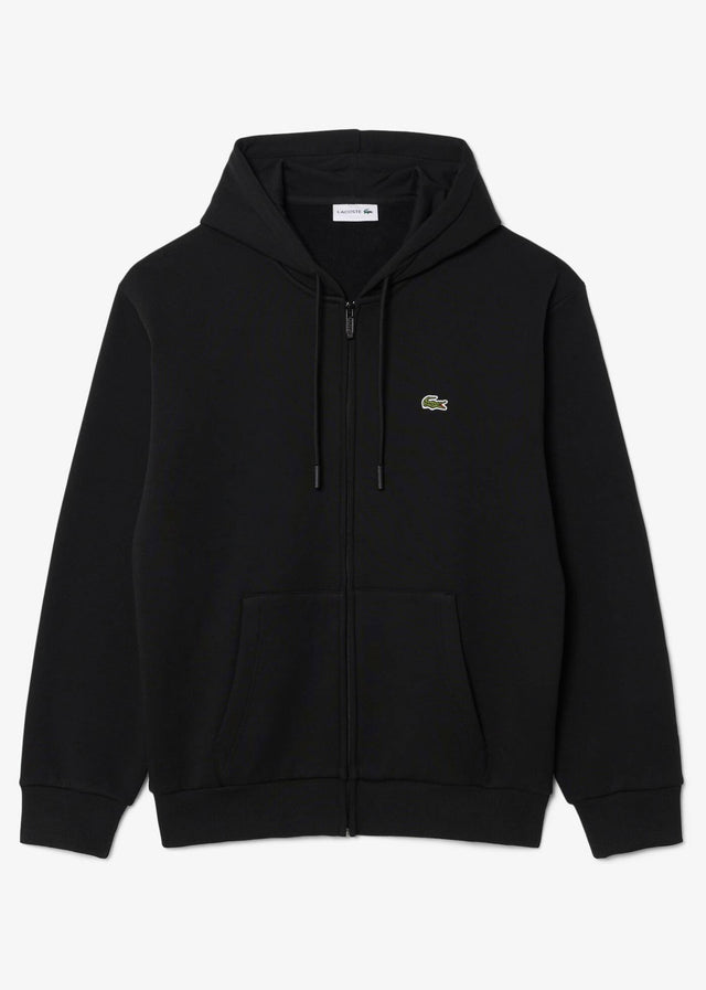 Lacoste Vesten Fleece zipped front hoodie - black