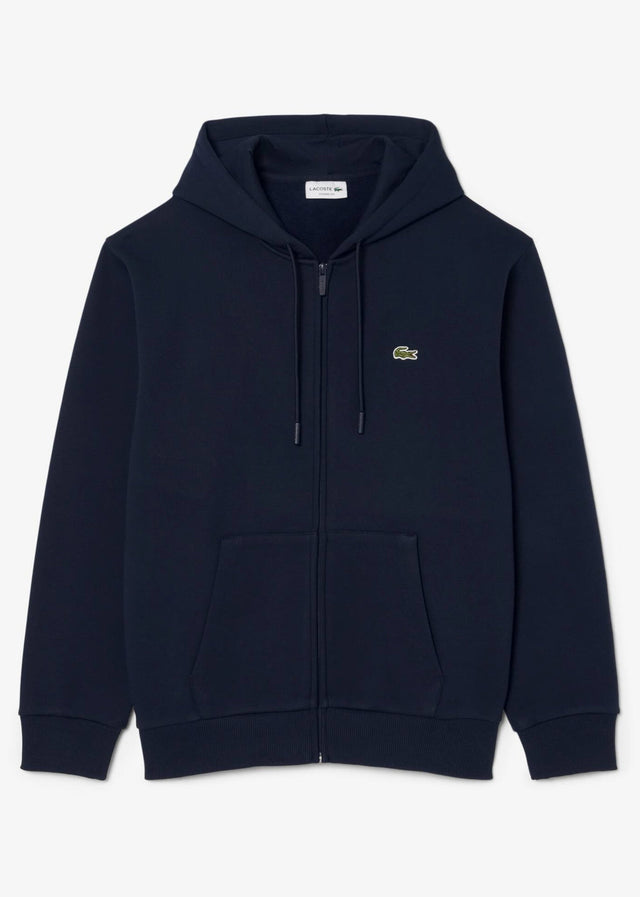 Lacoste Vesten Fleece zipped front hoodie - navy blue