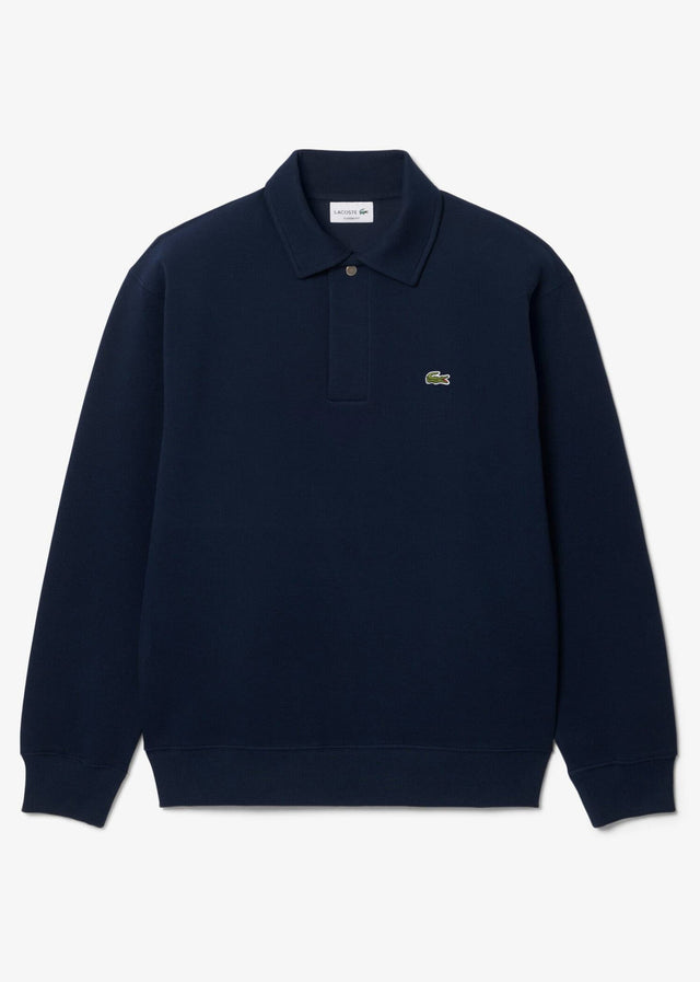 Lacoste Truien Polo collar double face pique sweatshirt - navy blue