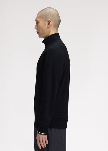 Fred Perry Truien Half zip sweatshirt - black ecru laurel wreath green
