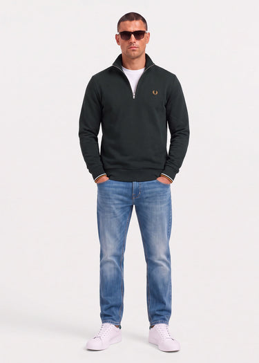 Fred Perry Truien Half zip sweatshirt - night green dusky blue dark caramel