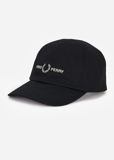 Fred Perry Petten Graphic branded twill cap - black warm grey