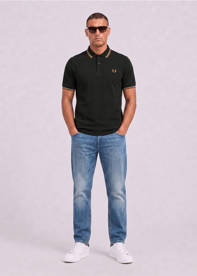 Fred Perry Polo's Twin tipped polo - night green dusky blue dark caramel