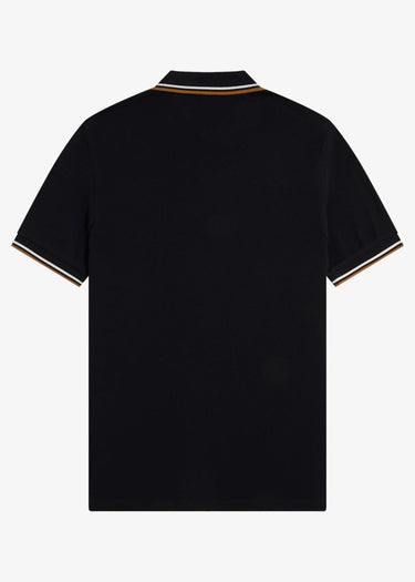 Fred Perry Polo's Twin tipped polo - black ecru dark caramel