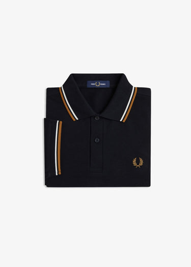 Fred Perry Polo's Twin tipped polo - black ecru dark caramel