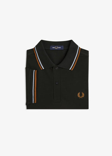 Fred Perry Polo's Twin tipped polo - night green dusky blue dark caramel