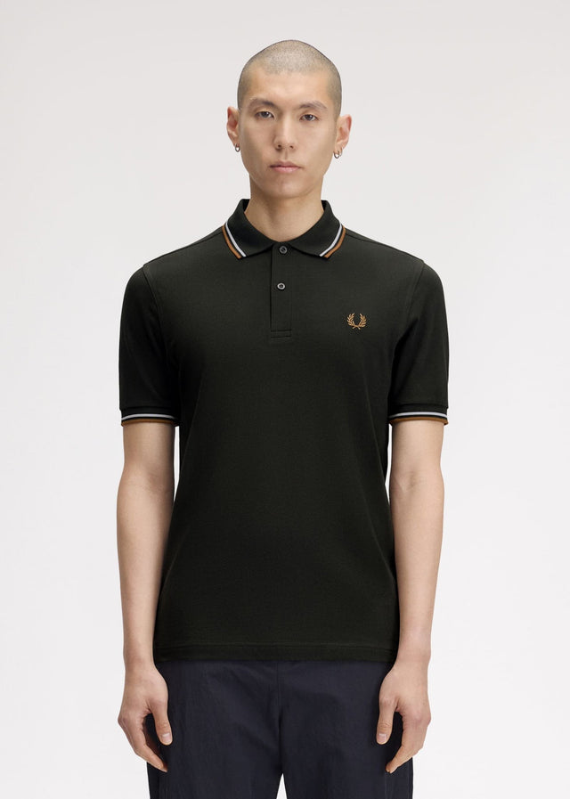 Fred Perry Polo's Twin tipped polo - night green dusky blue dark caramel