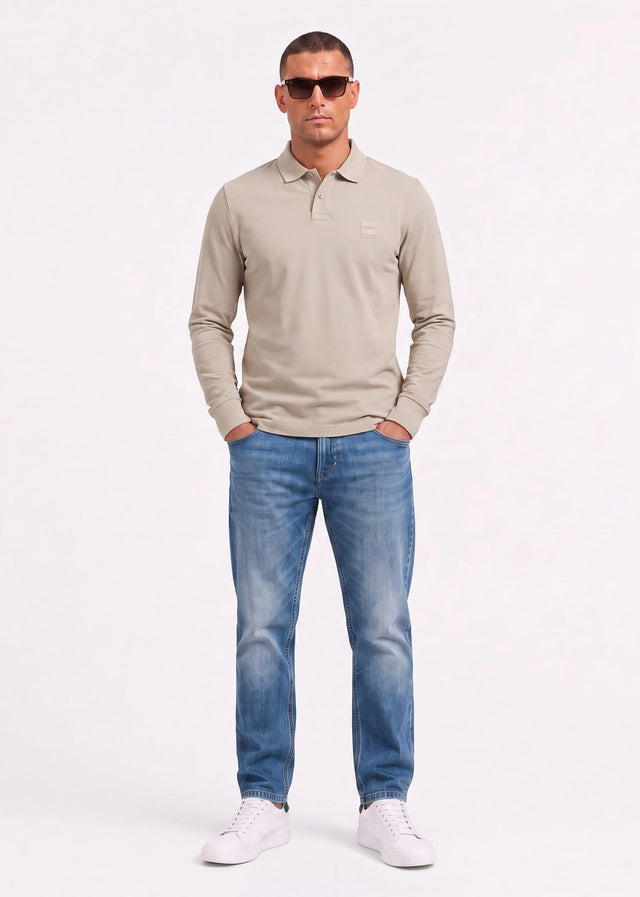 Hugo Boss Longsleeve Polo's Passerby - light beige