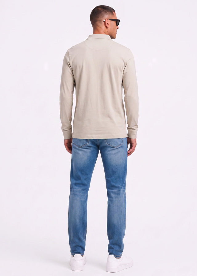 Hugo Boss Longsleeve Polo's Passerby - light beige