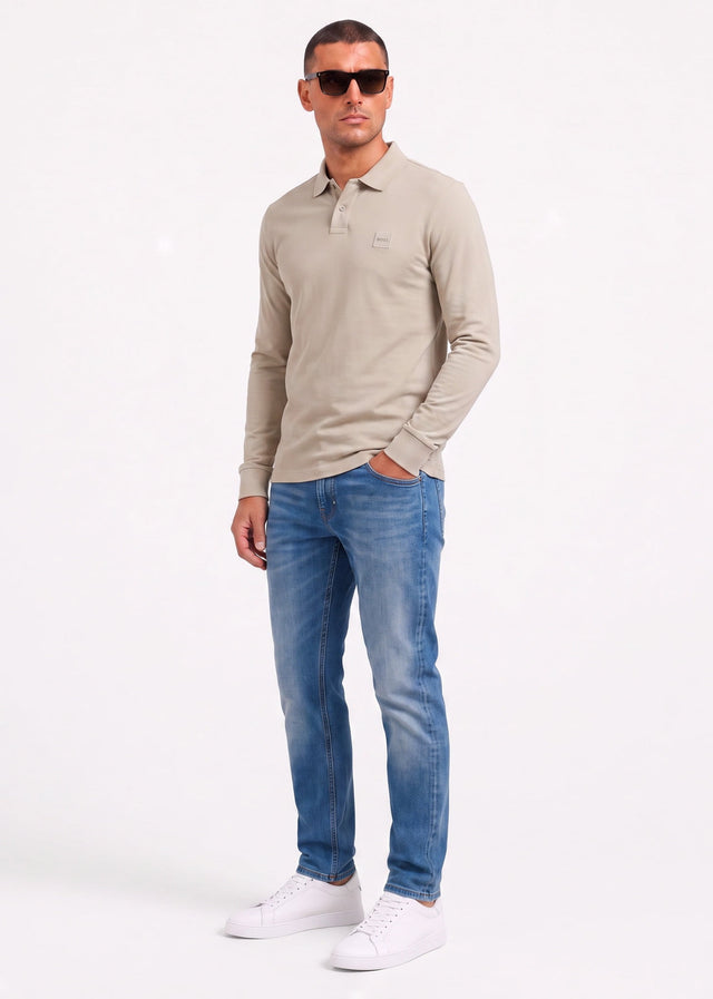 Hugo Boss Longsleeve Polo's Passerby - light beige