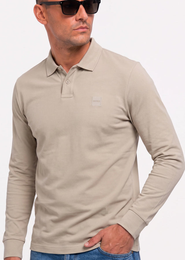 Hugo Boss Longsleeve Polo's Passerby - light beige