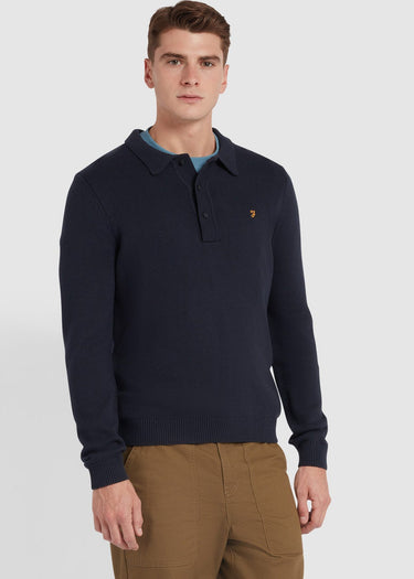 Farah Truien Sweater hamlet knit ls polo - true navy